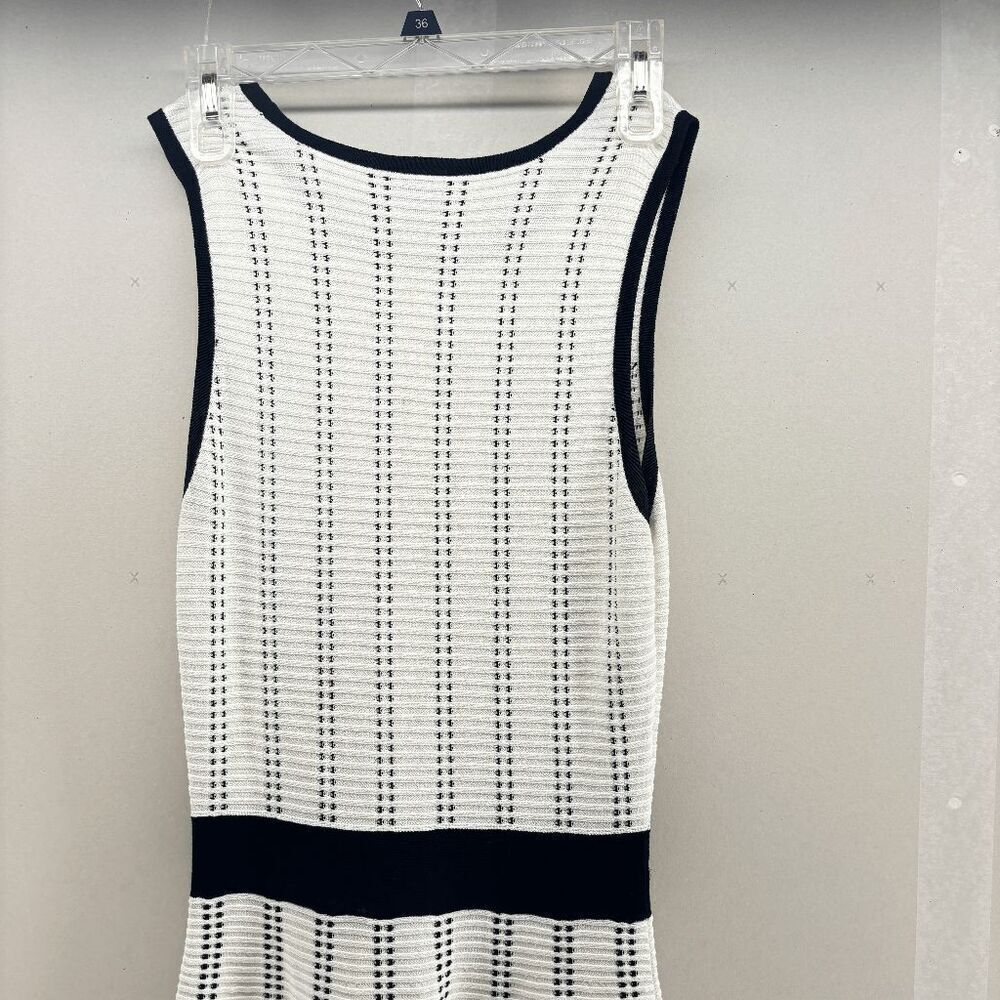 Ann Taylor Dress XS White Black Striped Fit Flare Rib Knit Tennis Style - Picture 6 of 7